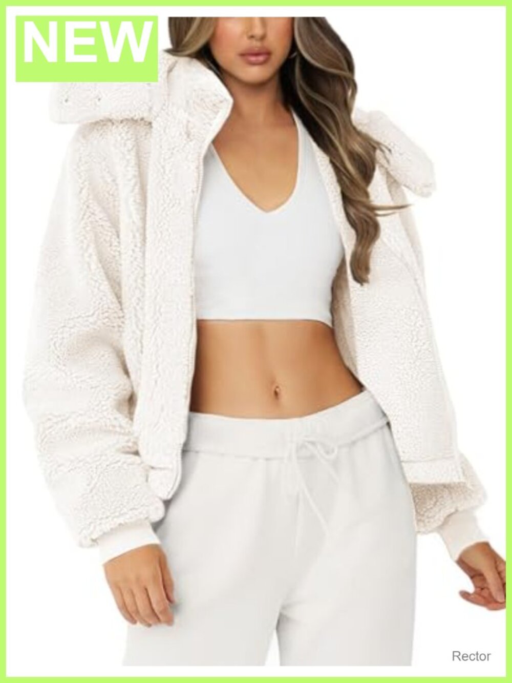 Womens Faux Fur Hooded Fleece Jacket Full Zip Sherpa Coat Warm Winter